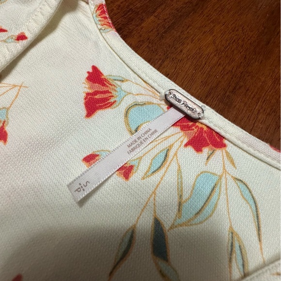 Free People Women's Adelle Floral Tunic Mini Cotton Blend Dress Sz S - Picture 6 of 7